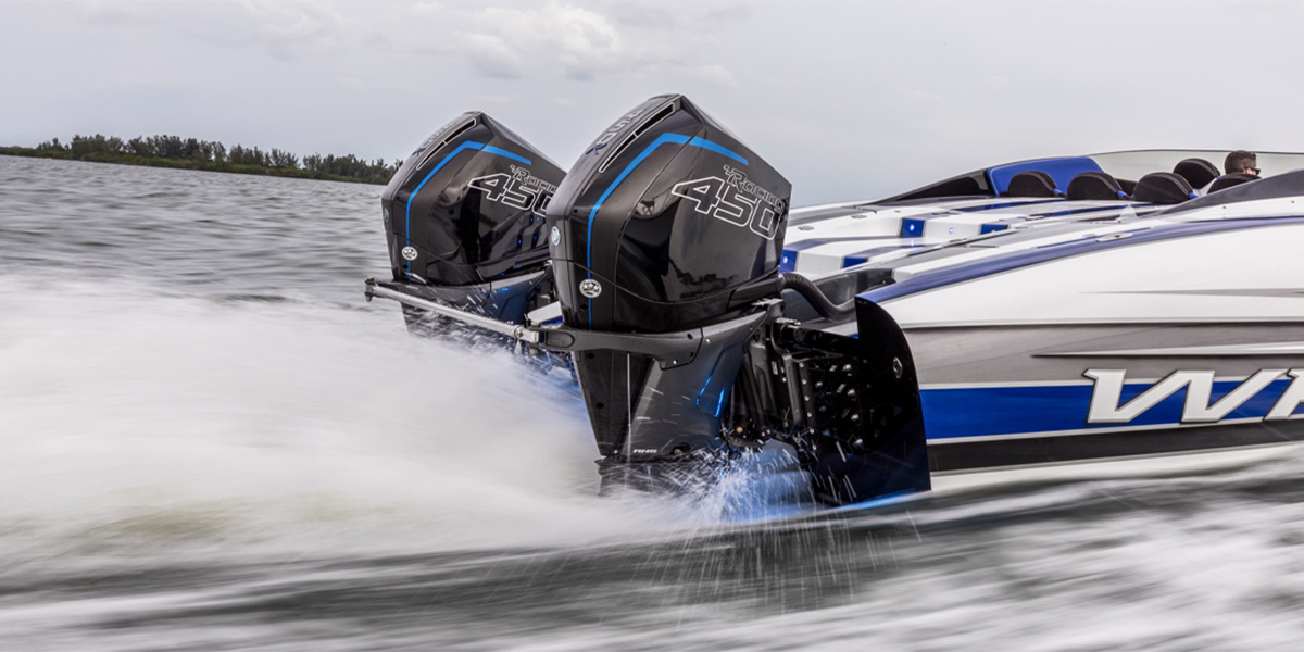 Boat motor in water going very fast
